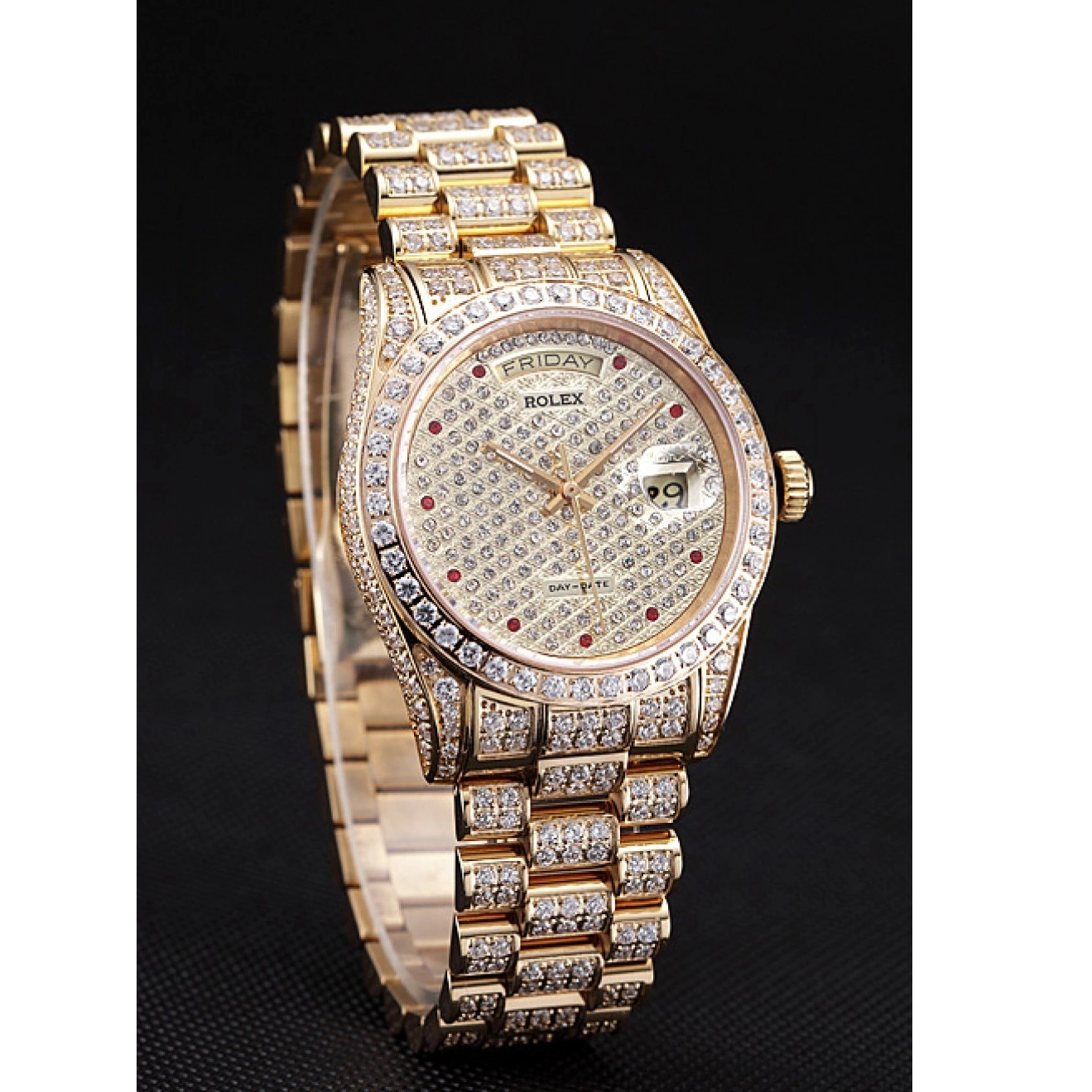 Best AAA Replica Sites Gold-srl185 Swiss Diamonds 621615 Yellow Rolex Day-Date 0514